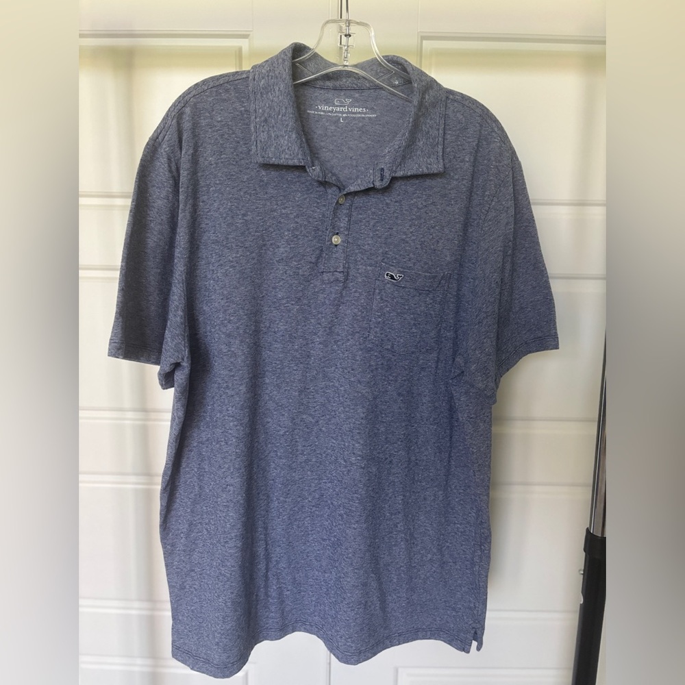Vineyard Vines Men's Large Heather Blue Polo